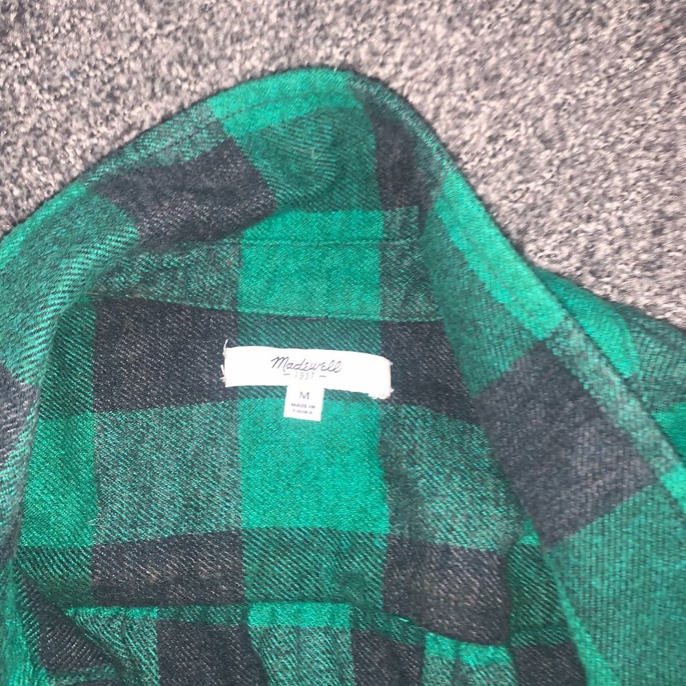 Madewell green and black checkered flannel, size medium